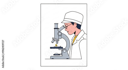 Scientist using microscope representing laboratory research.