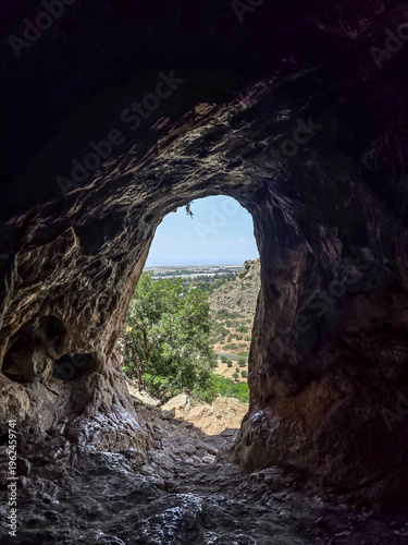Exit  from Finger Cave in National Park on Mount Carmel near Haifa in northern Israel