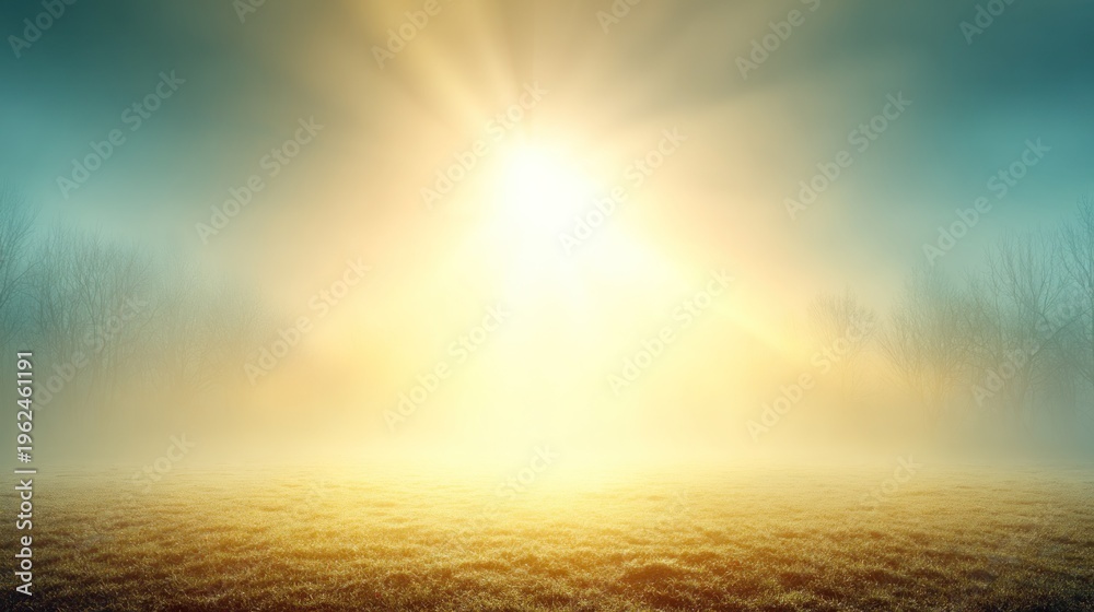 Obraz premium Bright sunlight illuminating an open space with abstract sky and ground elements