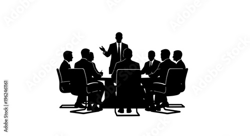 Silhouette of business team in a meeting with a presenter