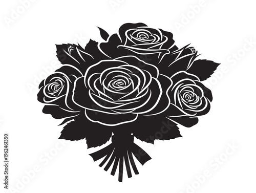 Luxurious rose bouquet silhouette with timeless romantic appeal 