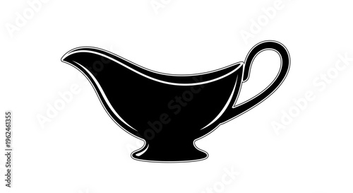 Silhouette of a classic oil lamp with handle and spout