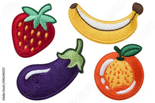 set of fruits patches