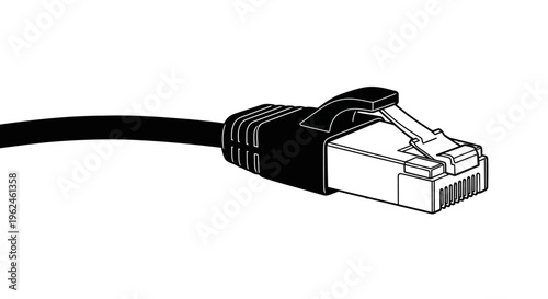 Ethernet cable connector silhouette close up view