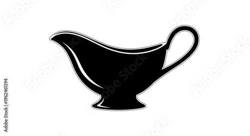 Silhouette of a classic gravy boat with handle