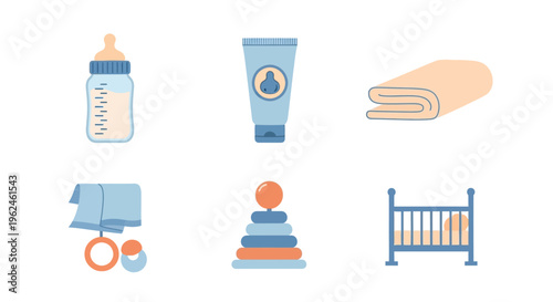 Baby nursery essentials and care items.