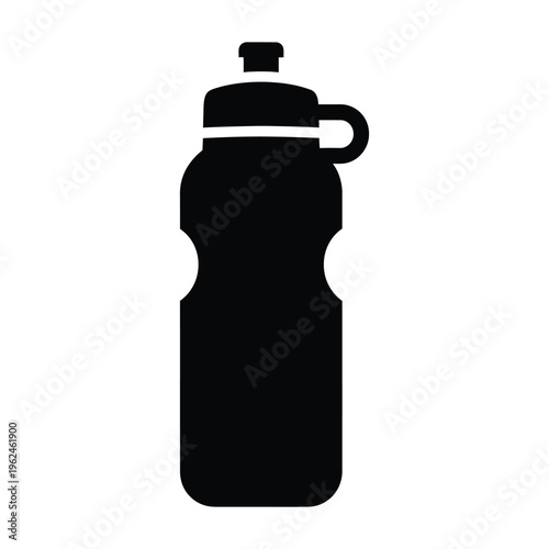 Sports water bottle icon silhouette for fitness and hydration minimalist black vector graphic