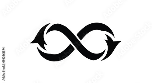 black infinity symbol with arrow heads illustration