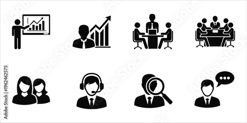 Business communication and teamwork icons