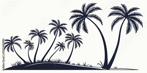 A group of palm trees on a small island
