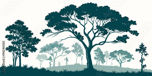 A group of trees on a hill