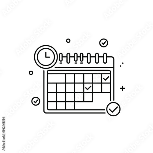 Simple calendar icon with clock.