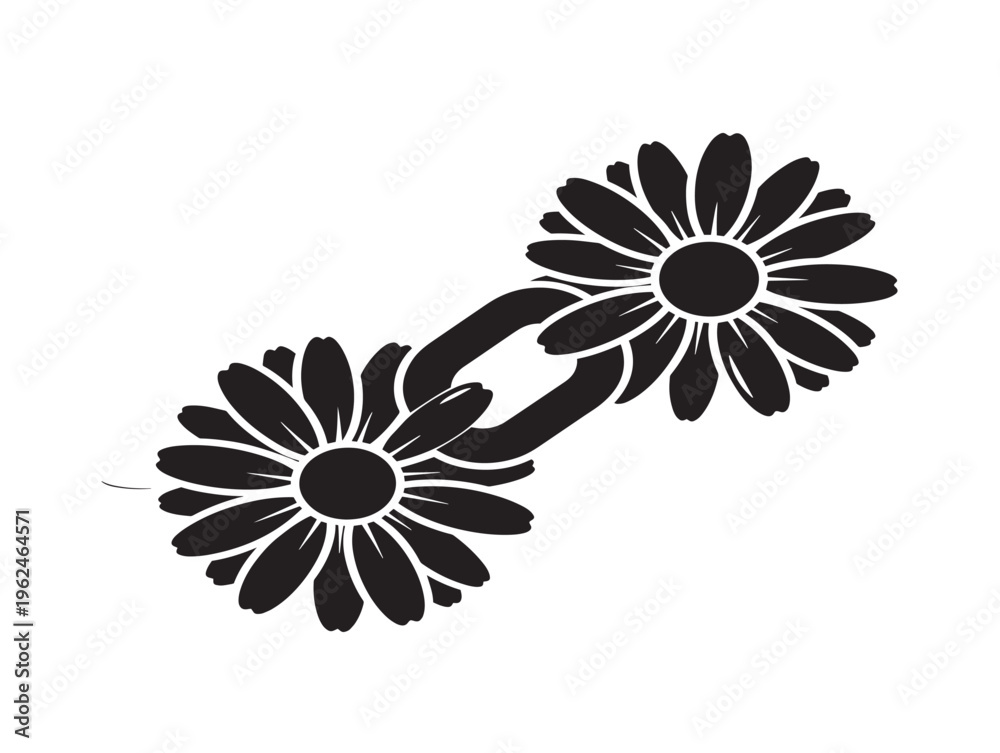 Fototapeta premium Daisy chain silhouette with playful and cheerful floral design 