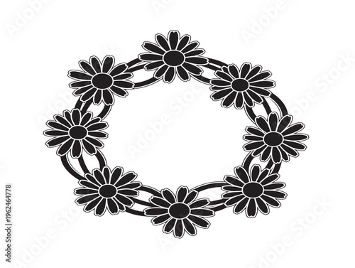 Beautiful daisy chain silhouette with fresh springtime feeling 