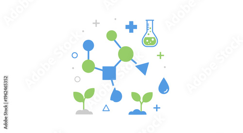 Agricultural Biotechnology and Chemistry Concept with Plants and Molecules