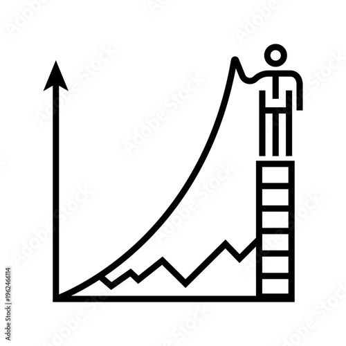 Career growth icon. Business and career line symbol. Black and white.
