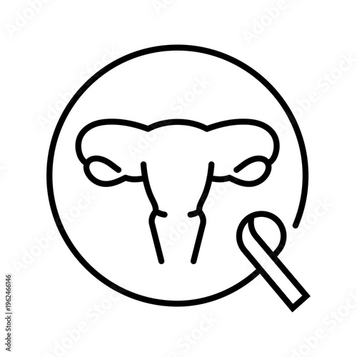 Cervix cancer icon. Healthcare and oncology line symbol. Black and white.
