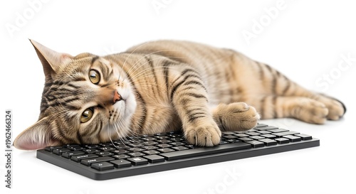 A cute cat resting on keyboard