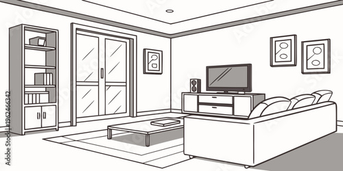 A cozy living room with a comfortable sofa, a coffee table, and a television.