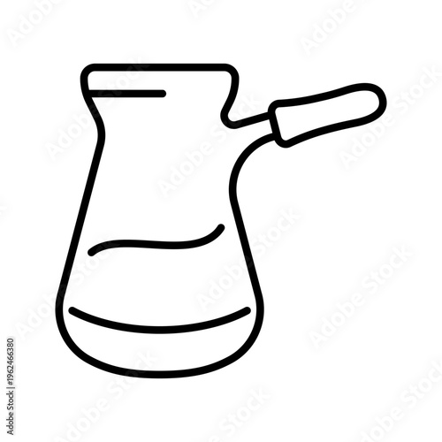 Coffee pot icon. Food and coffee line symbol. Black and white.