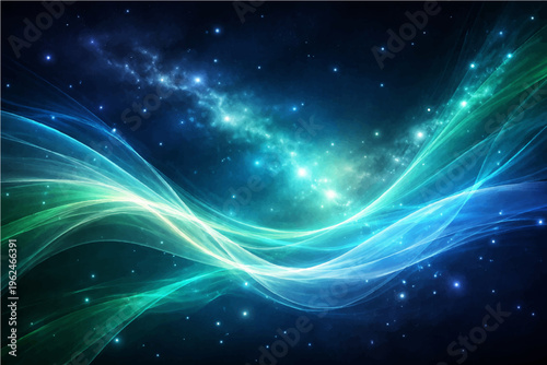 Celestial Symphony of Light and Energy: An abstract digital rendering captures a dynamic interplay of flowing energy, shimmering hues, and celestial elements to form a breathtaking artwork. 