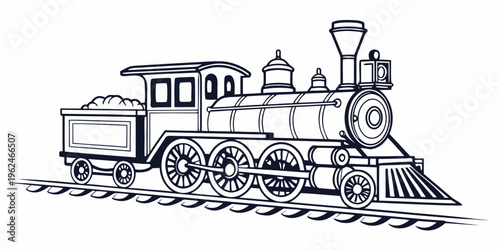 A vintage steam locomotive with a detailed design and intricate patterns