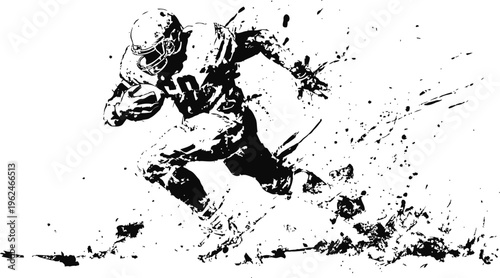 American football player running with ball, dynamic action, sports energy and motion