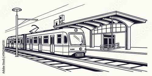 A vintage train arrives at a quaint station with a small building and platform.