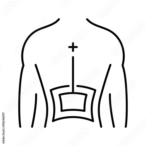 Electrical stimulation icon. Healthcare and physical therapy line symbol. Black and white.