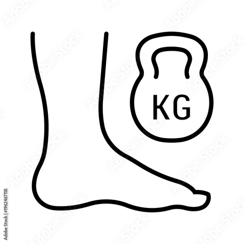 Flat foot icon. Healthcare and podiatry line symbol. Black and white.