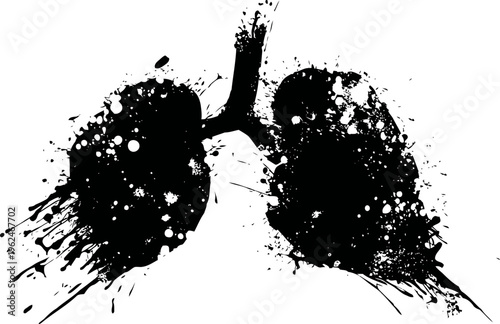lung anatomy silhouette with black ink splatter human respiratory system art concept