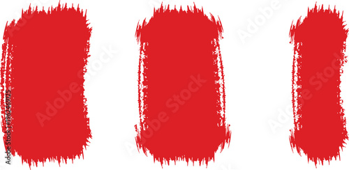 Three red brush strokes on white background