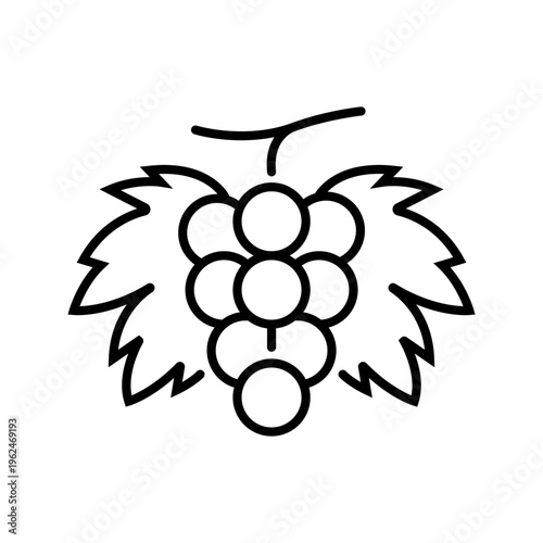 Foto Grape bunch icon. Food and fruit line symbol. Black and white.