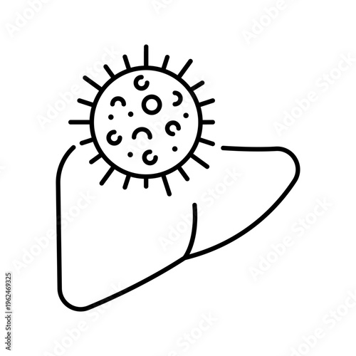 Hepatitis virus icon. Healthcare and liver disease line symbol. Black and white.