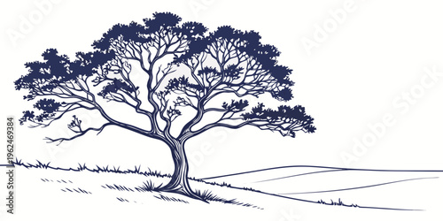 A majestic tree standing tall in a serene, open landscape