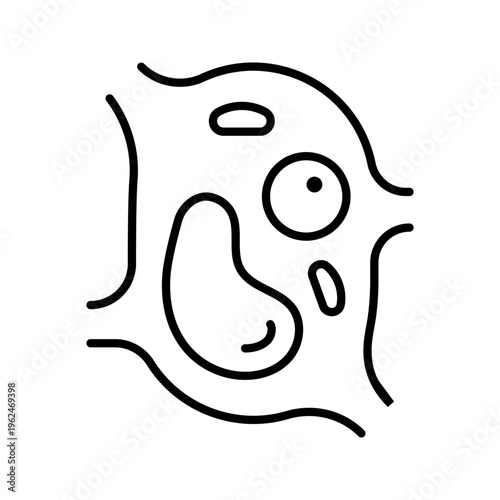 Human cell icon. Science and cell biology line symbol. Black and white.