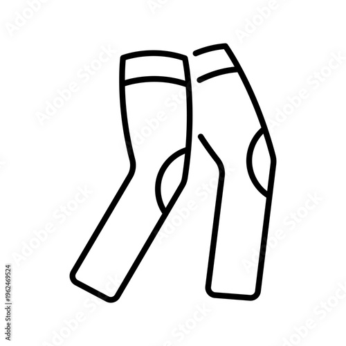 Knee brace icon. Sports and protective gear line symbol. Black and white.