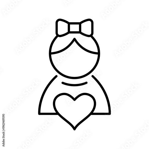 Love girl icon. Lifestyle and childhood line symbol. Black and white.
