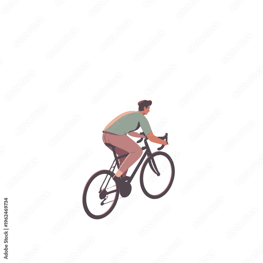 Fototapeta premium A man on a bicycle riding swiftly along a road.