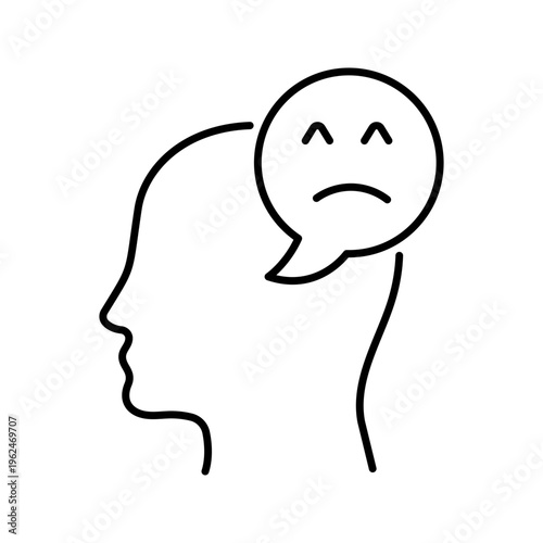 Mental health icon. Healthcare and mental health line symbol. Black and white.