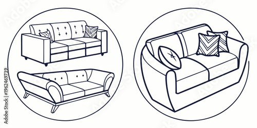 A comparison of two different styles of living room furniture arrangements