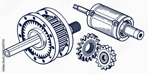 A detailed diagram of a mechanical gear system with various components.