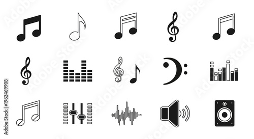 Music icons for creative projects and presentations