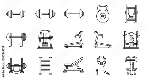 Various gym equipment for fitness and workout routines
