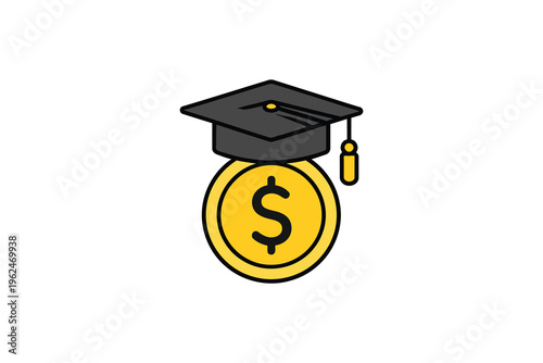 Graduation cap symbolizing educational investment with a dollar sign