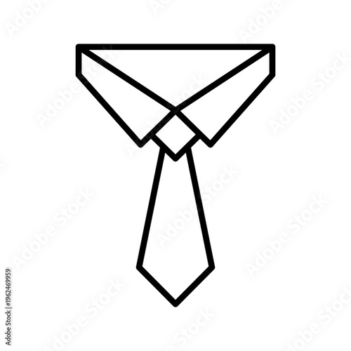 Neck tie icon. Business and business attire line symbol. Black and white.