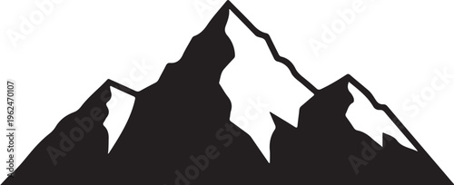 Minimalist Mountain Peak Icon, Modern Geometric Black Silhouette Vector Illustration Isolated on White Background for Corporate Brand Logo Design