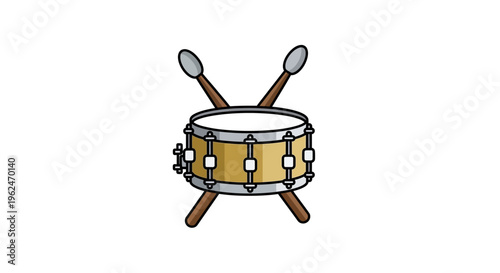 Cartoon Drum with Two Drumsticks