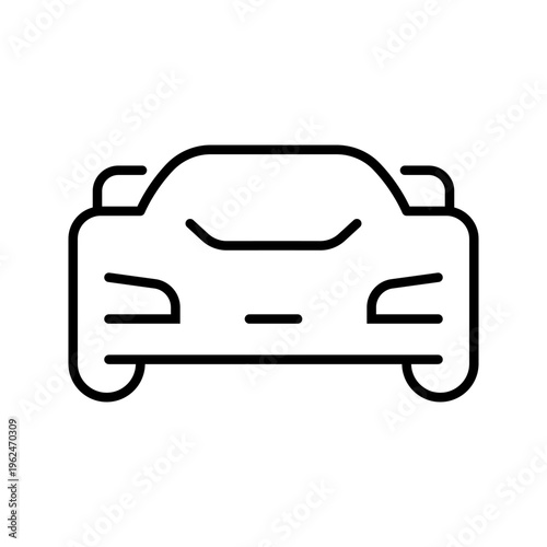 Race car icon. Sports and motorsport line symbol. Black and white.