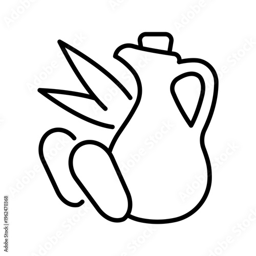 Rice oil icon. Food and vegetable oil line symbol. Black and white.